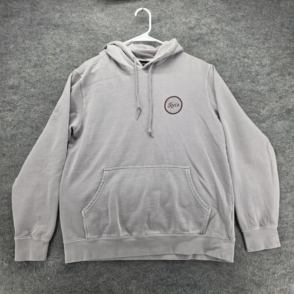 RVCA Hoodie Mens Medium Gray Balance Of Opposites Graphic Pullover Fleece Art
